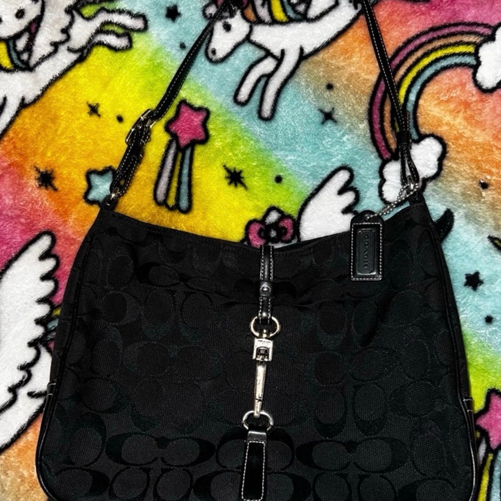 SOLD - Coach Black Signature Shoulder Bag